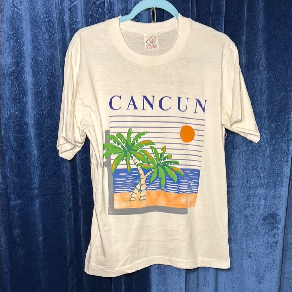 White Cancun Graphic T-Shirt Single Stitch